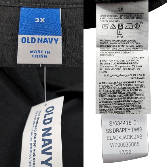 Old Navy Womens Short Sleeve Black Cutout Twist Front Shirt Dress Size 3X NWT - Picture 7 of 8